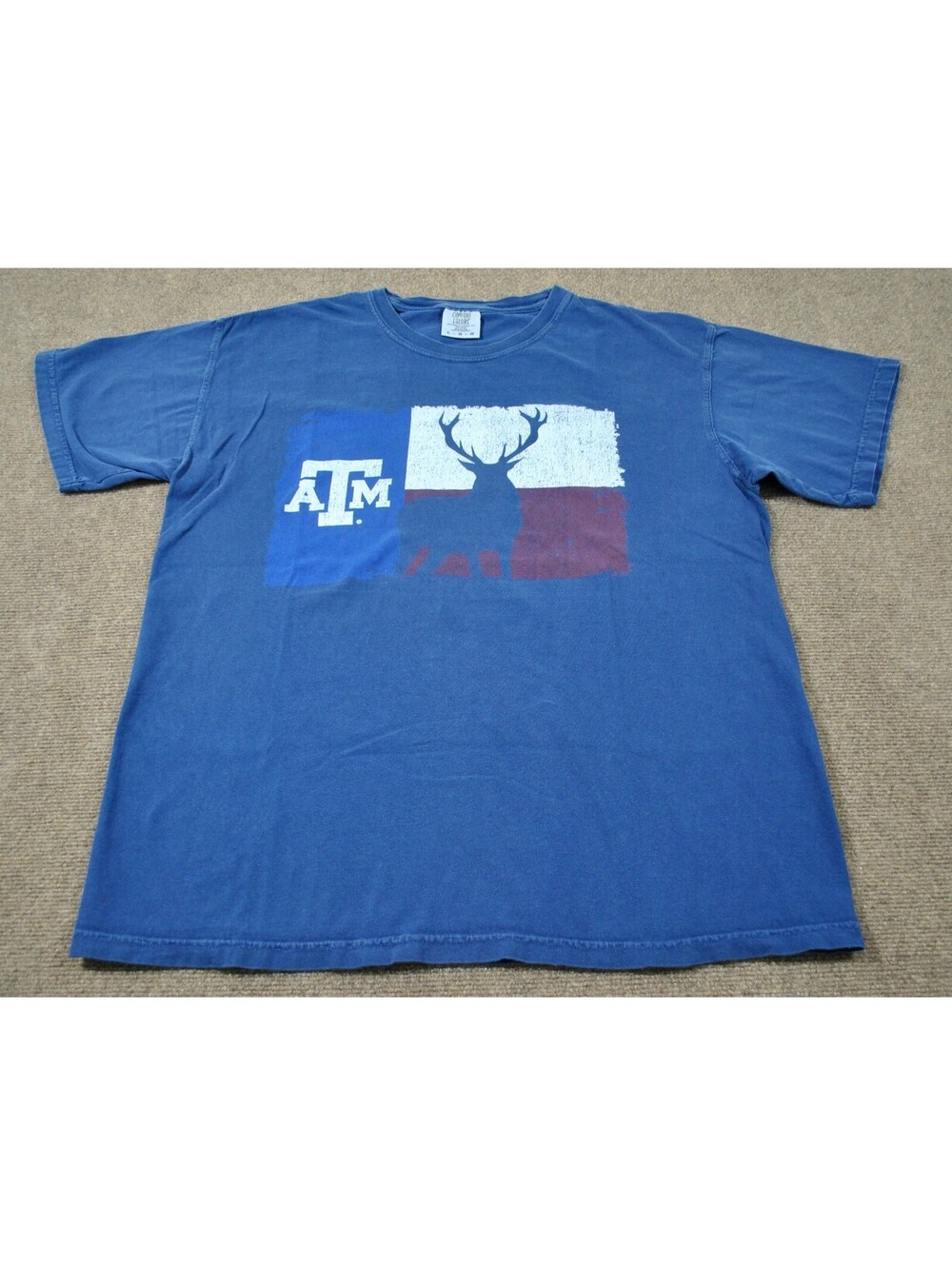 Texas A&M Aggies Hunting Deer Ducks Flag NCAA Football Blue Shirt Size Large